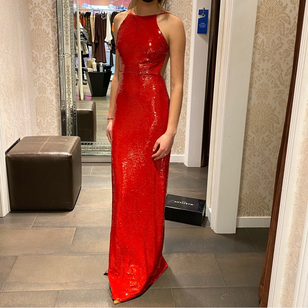 Marciano Dazzling Red Backless Dress